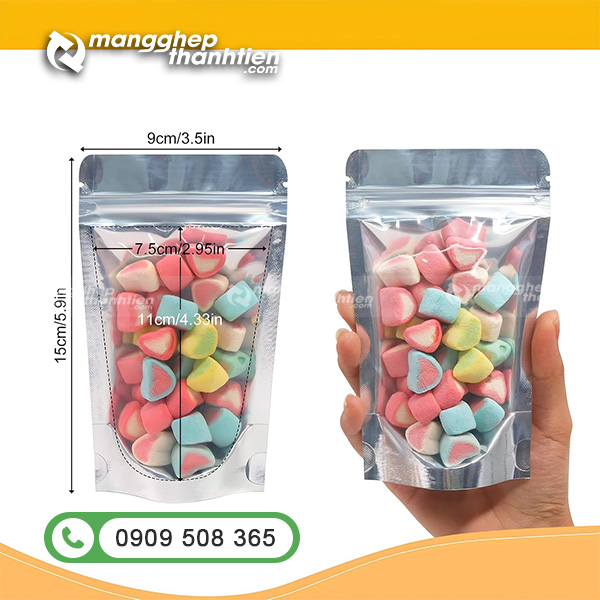 K&iacute;ch thước t&uacute;i zip đựng b&aacute;nh kẹo