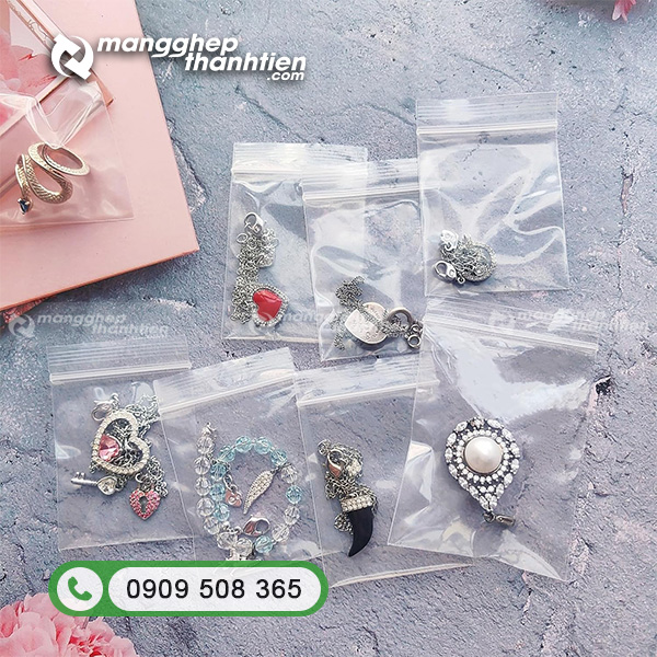 Túi zip chỉ trắng đóng gói phụ kiện thời trang gọn gàng
