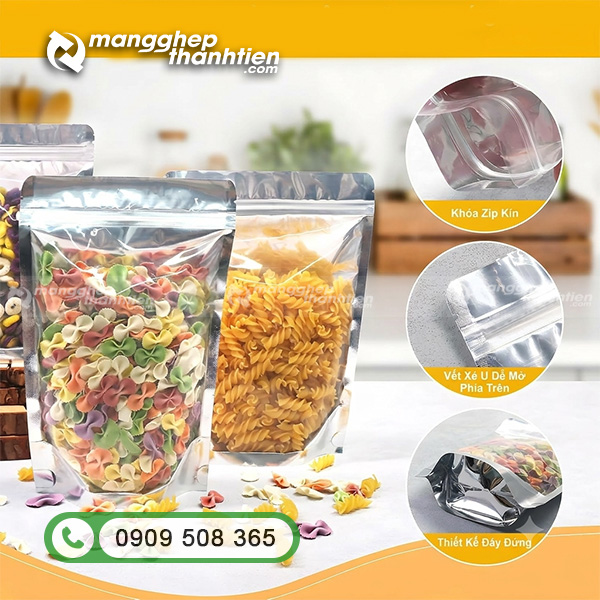 T&uacute;i zip đ&aacute;y đứng đựng b&aacute;nh kẹo tiện lợi