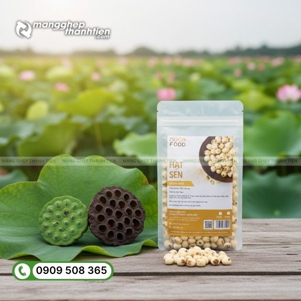 Bao b&igrave; hạt sen in ấn sắc n&eacute;t với m&agrave;u sắc r&otilde; r&agrave;ng