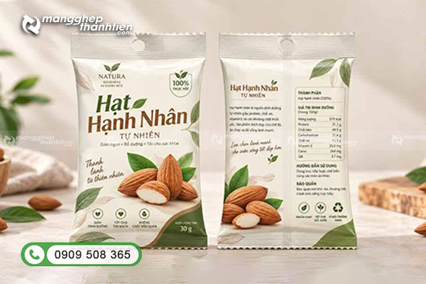 In bao b&igrave; hạnh nh&acirc;n t&uacute;i nhỏ d&ugrave;ng l&agrave;m mẫu thử