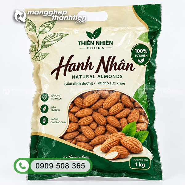 T&uacute;i 3 bi&ecirc;n đựng hạnh nh&acirc;n&nbsp;với đường h&agrave;n chắc chắn