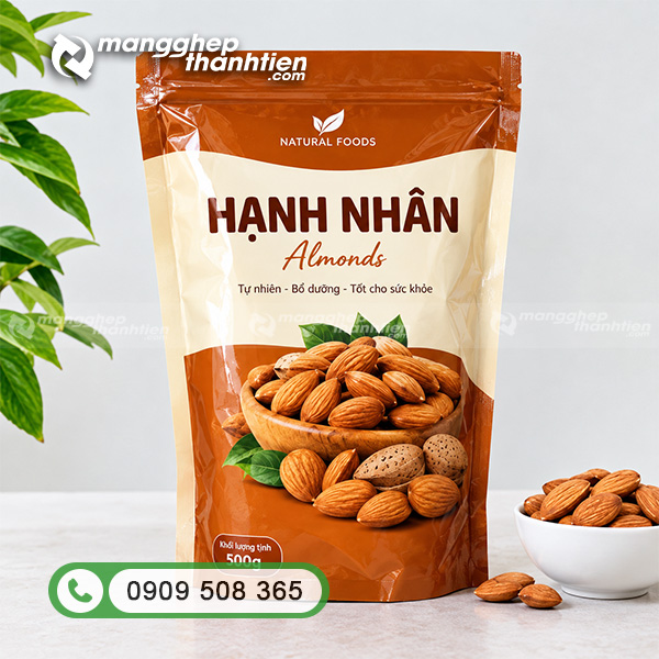 T&uacute;i zipper đựng hạnh nh&acirc;n đ&oacute;ng mở tiện lợi