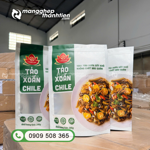 bao bì đựng tảo xoắn sấy khô được in ấn sắc nét
