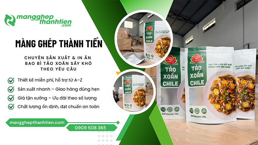 Cơ sở sản xuất và in bao bì tảo xoắn sấy khô theo yêu cầu
