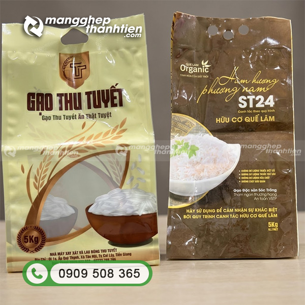 In logo th&ocirc;ng tin t&uacute;i đựng gạo si&ecirc;u đẹp tại TP.HCM