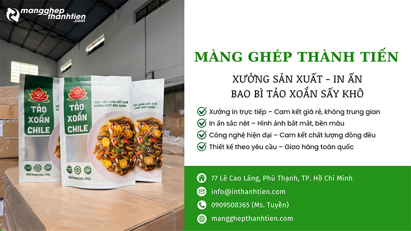 Xưởng sản xuất và in bao bì tảo xoắn sấy khô theo yêu cầu