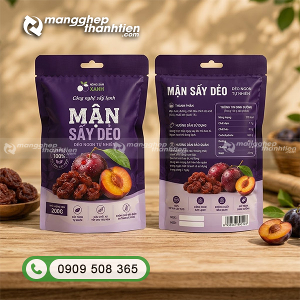 Mẫu bao b&igrave; mận sấy dẻo in trục ống đồng