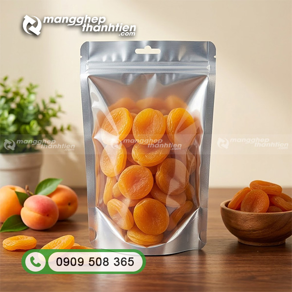 T&uacute;i zip bạc 1 mặt trong đựng mơ sấy dẻo