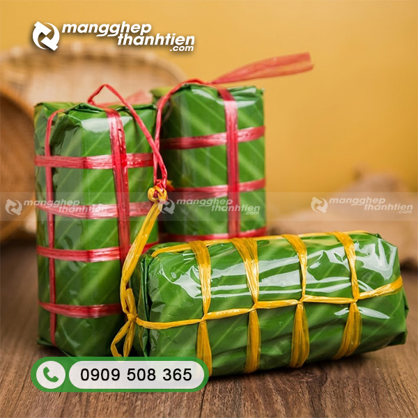 Lá chuối giả khổ lớn gói bánh tét bánh chưng vuông