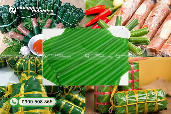 Lá chuối giả khổ nhỏ chuyên dùng gói nem chua chả lụa