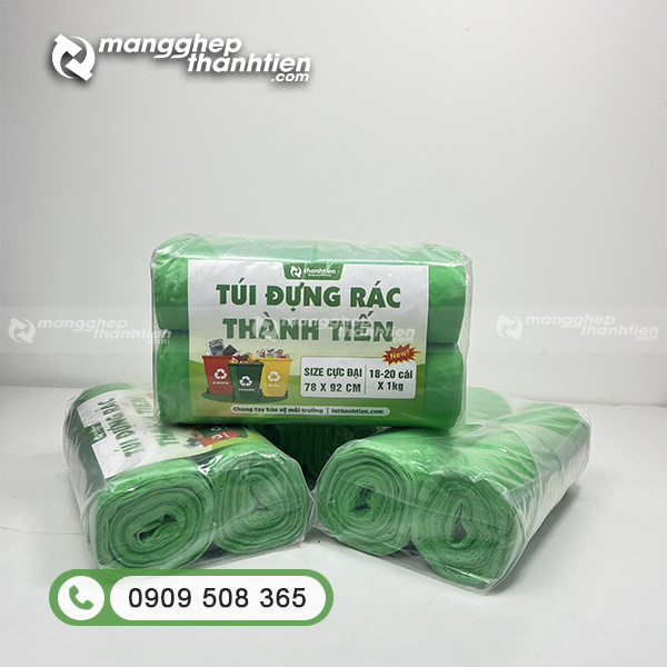 Mẫu t&uacute;i đựng r&aacute;c cuộn m&agrave;u xanh l&aacute; c&acirc;y sinh th&aacute;i