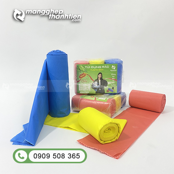 T&uacute;i r&aacute;c nhựa PE m&agrave;u đ&oacute;ng cuộn tiện lợi gi&aacute; sỉ