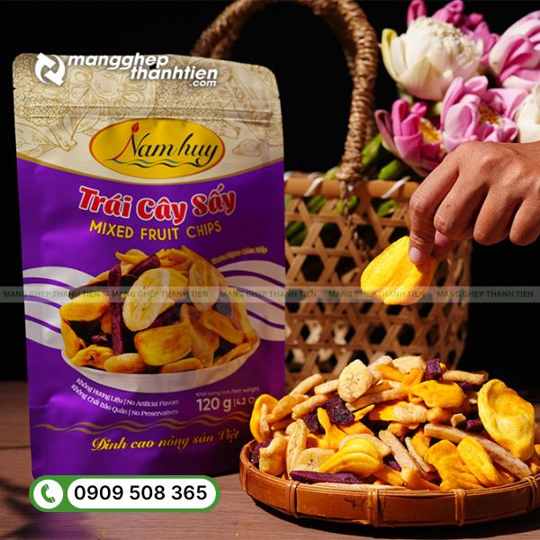 Bao bì đóng gói trái cây sấy đẹp, giữ trọn hương vị tự nhiên và dinh dưỡng.