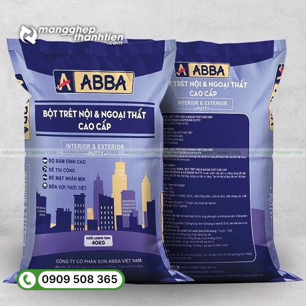 Bao bì đựng bột trét tường nhãn hiệu ABBA