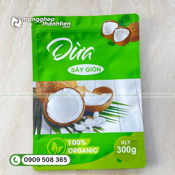 Bao bì đựng trái cây sấy giòn in ấn sắc nét