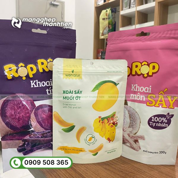 Các loại túi đựng trái cây sấy thông dụng như túi zip, túi 3 biên, túi hút chân không.