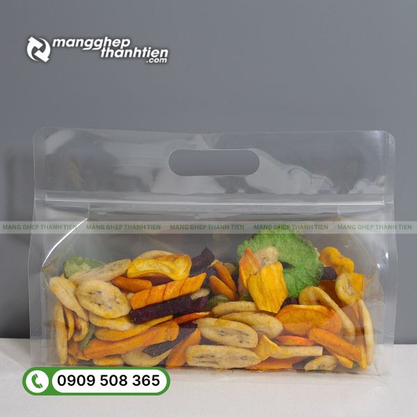 Túi zip 8 cạnh đựng trái cây sấy cao cấp, kiểu dáng vững chắc và sang trọng.
