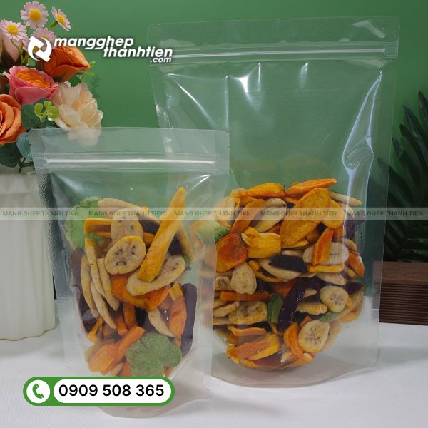 Túi zip đựng trái cây sấy tiện lợi, có khóa kéo mở – đóng dễ dàng.