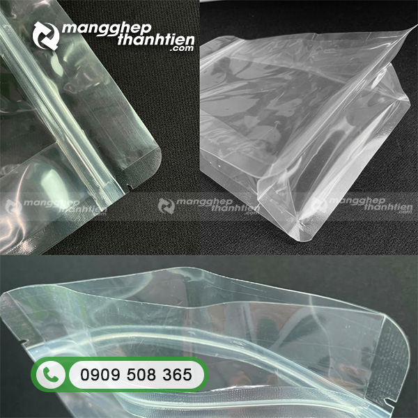 Chi tiết m&agrave;ng nhựa PE dẻo dai của t&uacute;i zip 8 cạnh trong suốt
