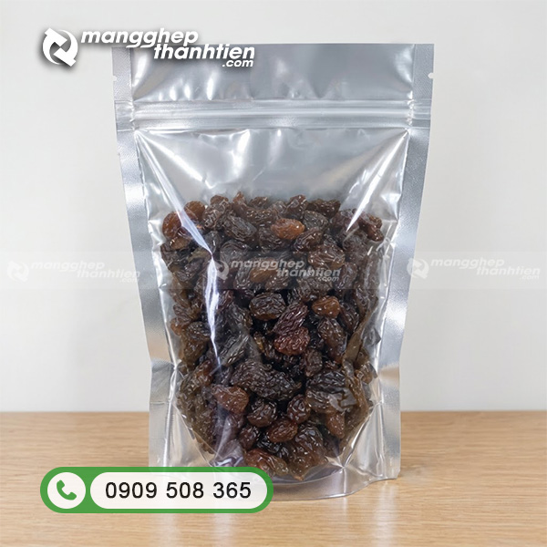 T&uacute;i zip bạc đựng nho sấy cản &aacute;nh s&aacute;ng bảo quản l&acirc;u d&agrave;i