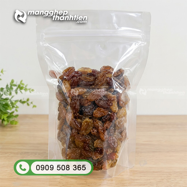 T&uacute;i đựng nho sấy in theo y&ecirc;u cầu trong suốt