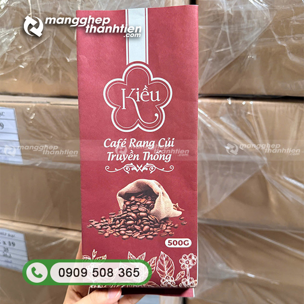 Dịch vụ in túi 4 cạnh giấy Kraft đựng cà phê có van thở 1 chiều