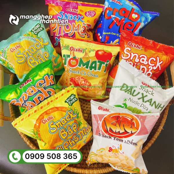 Cấu tạo bao b&igrave; b&aacute;nh snack gồm nhiều lớp m&agrave;ng gh&eacute;p 