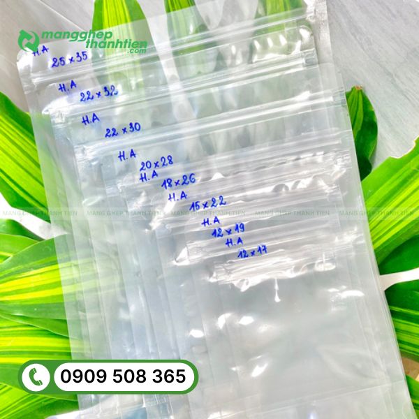 Kích thước túi zip hút chân không thông dụng