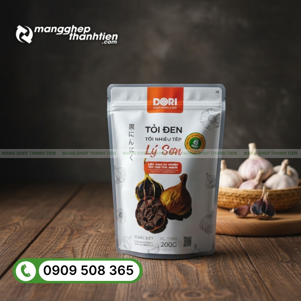 Bao bì đóng gói tỏi đen giúp bảo quản sản phẩm chống ẩm và oxy hóa