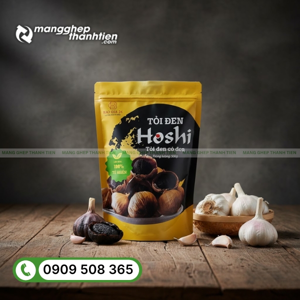 Bao bì đựng tỏi đen thiết kế đẹp, in ấn sắc nét theo yêu cầu