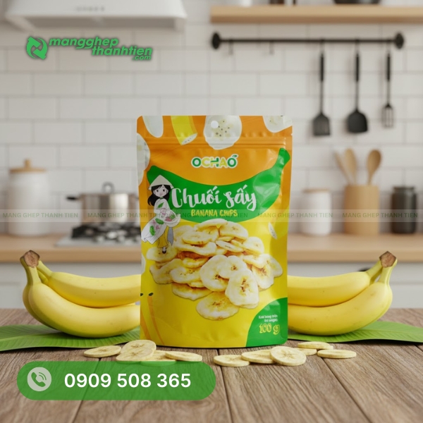 Cấu tạo bao b&igrave; chuối sấy m&agrave;ng gh&eacute;p đa lớp chống ẩm v&agrave; giữ hương vị sản phẩm