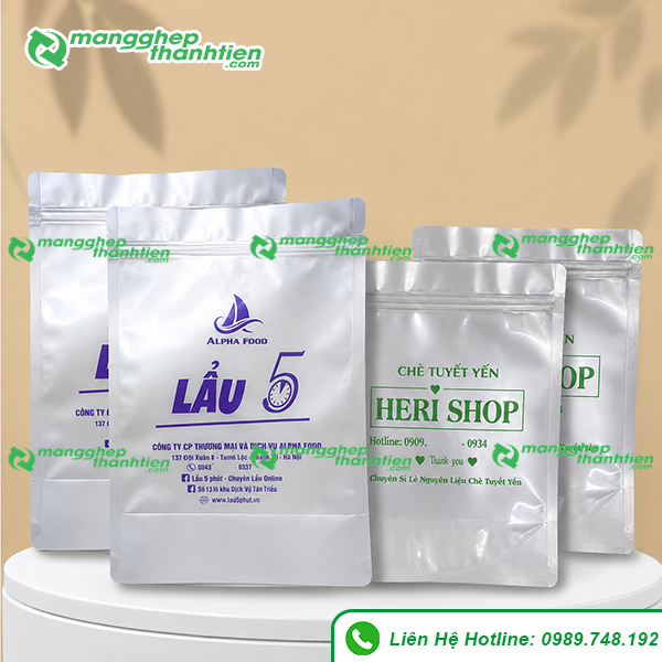 Túi zip đựng nước lèo in logo thương hiệu