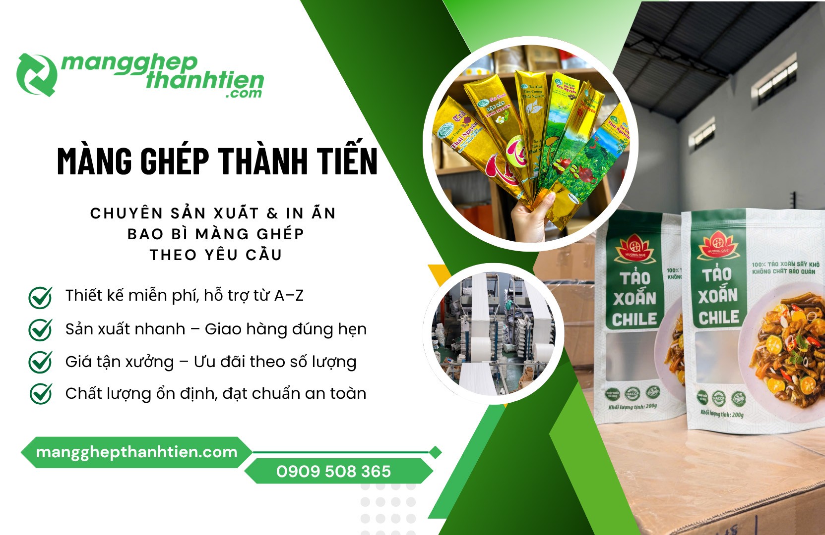 Xưởng sản xuất bao bì màng ghép phức hợp, in ấn theo yêu cầu