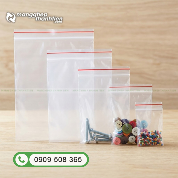 C&aacute;c size t&uacute;i zip chỉ đỏ th&ocirc;ng dụng ph&ugrave; hợp nhiều ng&agrave;nh h&agrave;ng kh&aacute;c nhau.