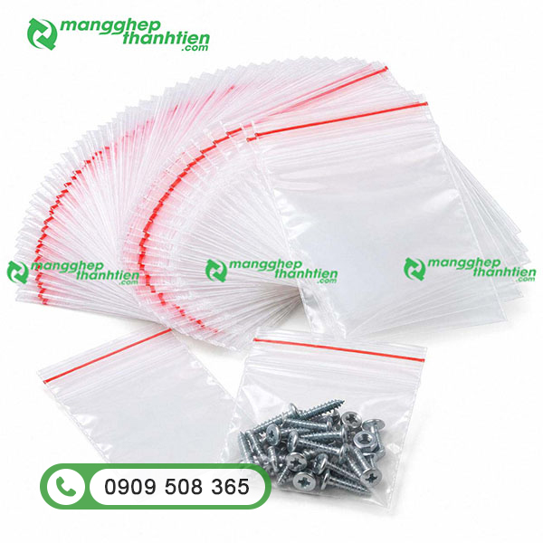 T&uacute;i zipper chỉ đỏ đựng c&aacute;c linh kiện nhỏ.