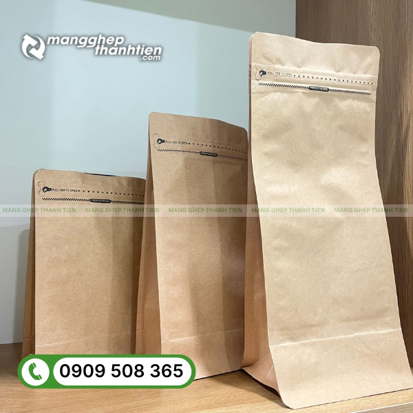 T&uacute;i 8 cạnh chất liệu giấy kraft m&agrave;u n&acirc;u