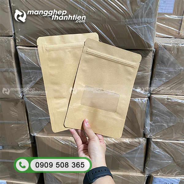T&uacute;i zipper giấy 8 cạnh c&oacute; cửa sổ vu&ocirc;ng
