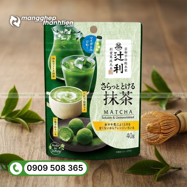 Bao b&igrave; bột matcha in ấn sắc n&eacute;t, m&agrave;u xanh hiển thị ch&acirc;n thực