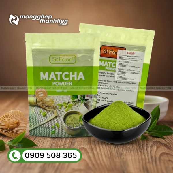 Bao b&igrave; đựng bột matcha dạng t&uacute;i gh&eacute;p nhiều lớp