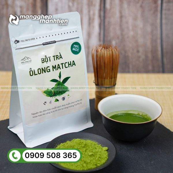Bao b&igrave; matcha đ&aacute;y đứng tiện lợi, dễ trưng b&agrave;y