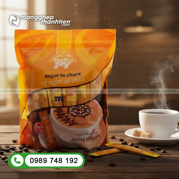 Bao b&igrave; đựng đường que in logo thương hiệu