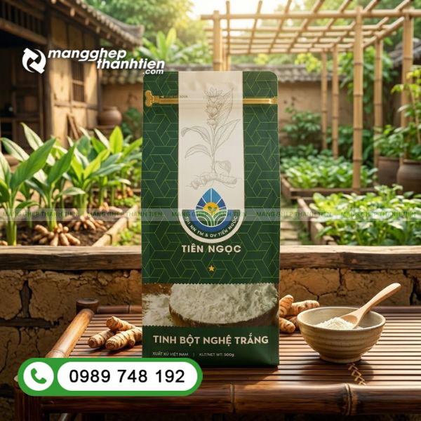 Bao b&igrave; tinh bột nghệ cao cấp thiết kế đẹp in ấn sắc n&eacute;t