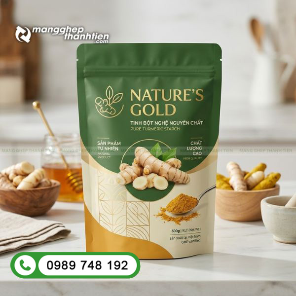Thiết kế bao b&igrave; tinh bột nghệ chuẩn thương hiệu chuy&ecirc;n nghiệp