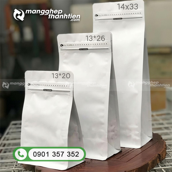 T&uacute;i zip 8 cạnh đ&aacute;y vu&ocirc;ng đa dạng k&iacute;ch thước