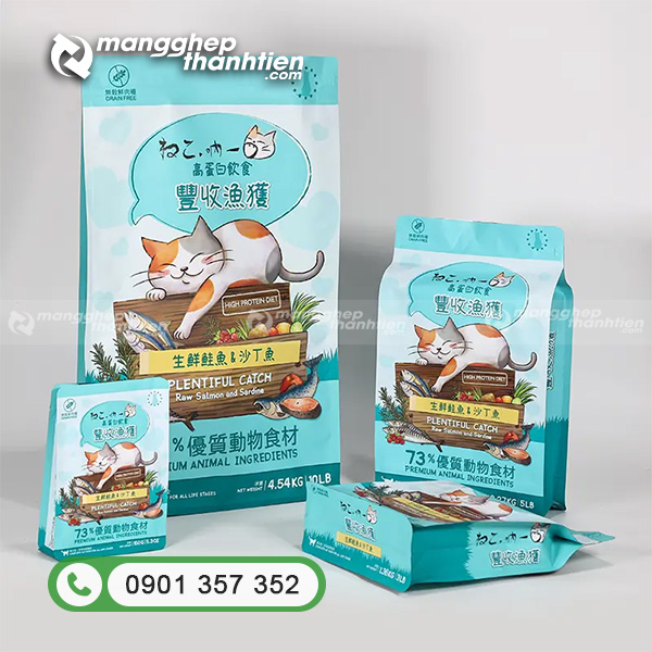 T&uacute;i zip 8 cạnh đ&aacute;t vu&ocirc;ng đựng thức ăn th&uacute; cưng