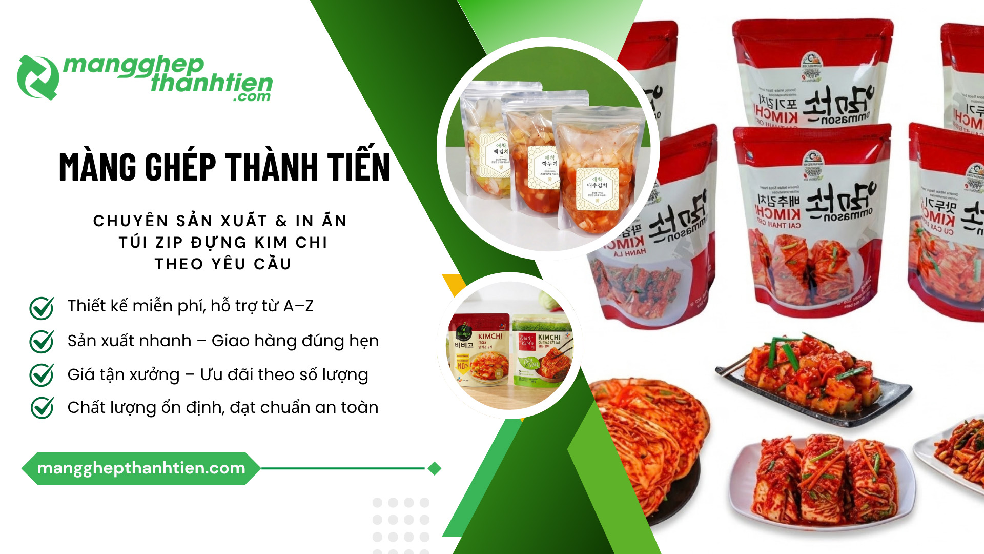 Cơ sở chuyên sản xuất, in ấn túi zip đựng kim chi theo yêu cầu