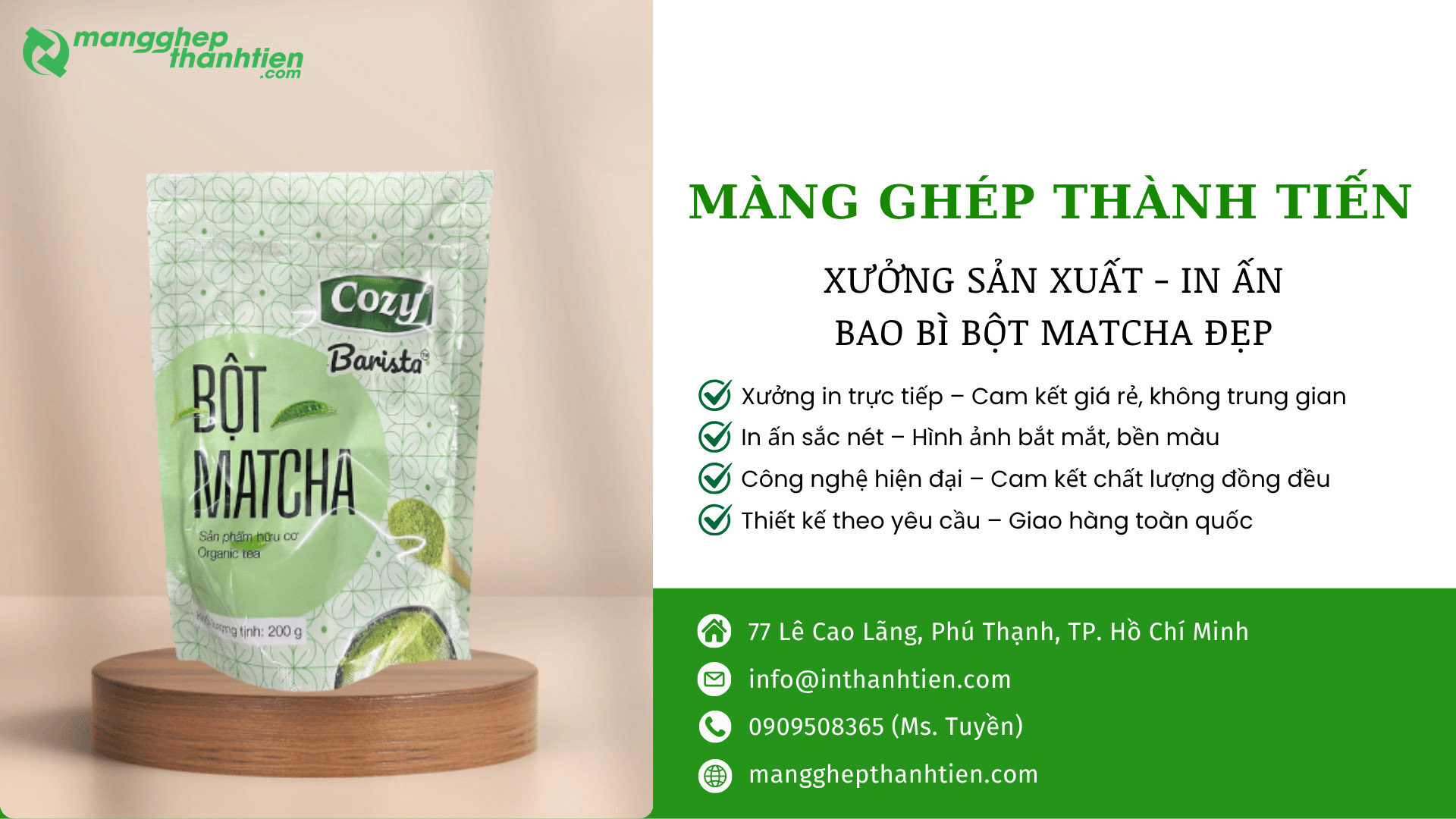 Xưởng Sản Xuất & In Ấn Bao B&igrave; Bột Matcha Uy T&iacute;n, Gi&aacute; Sỉ Tại TPHCM