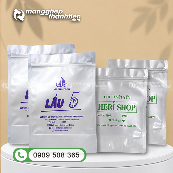 T&uacute;i zip đựng nước l&egrave;o in logo thương hiệu