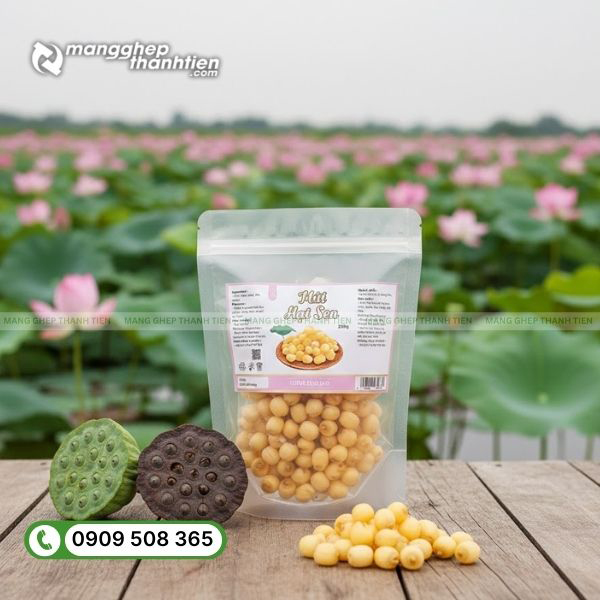 T&uacute;i zipper đựng hạt sen tiện dụng, đ&oacute;ng mở nhiều lần